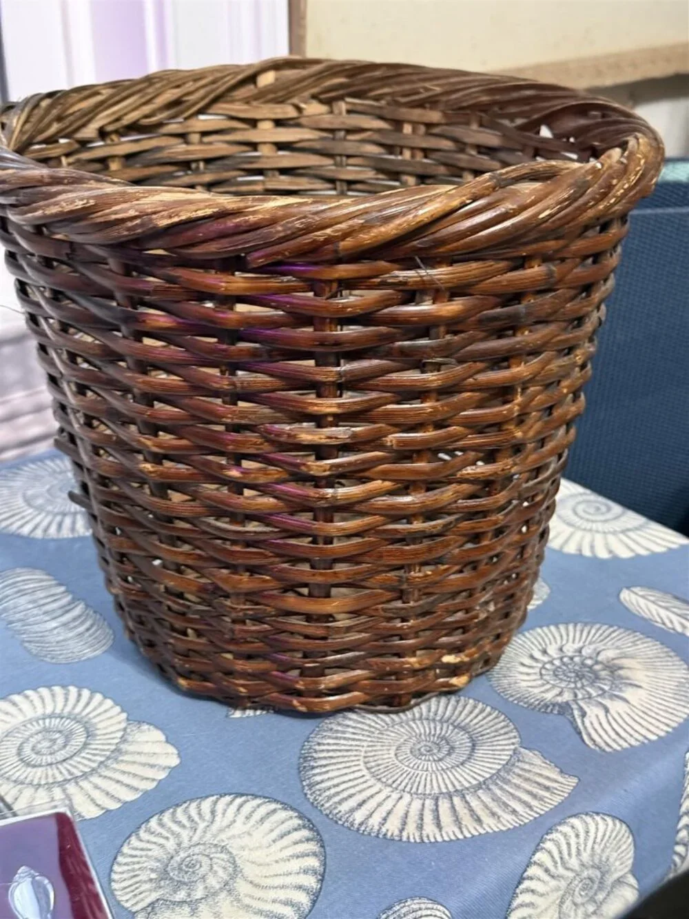 Vintage Rattan Wicker Planter Basket Brown Tall